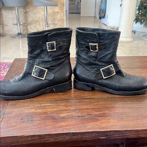 Jimmy Choo black leather ankle boots